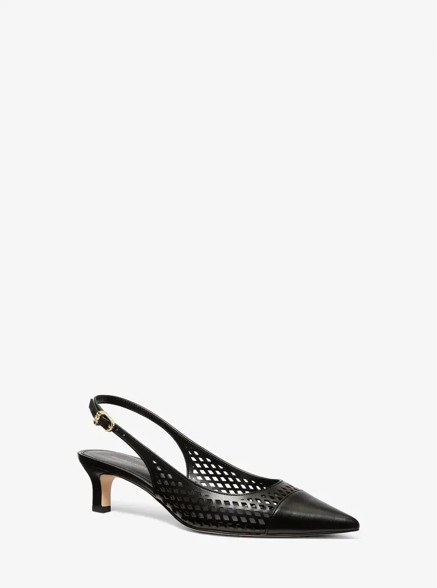 Amara Laser-Cut Leather Slingback Pump