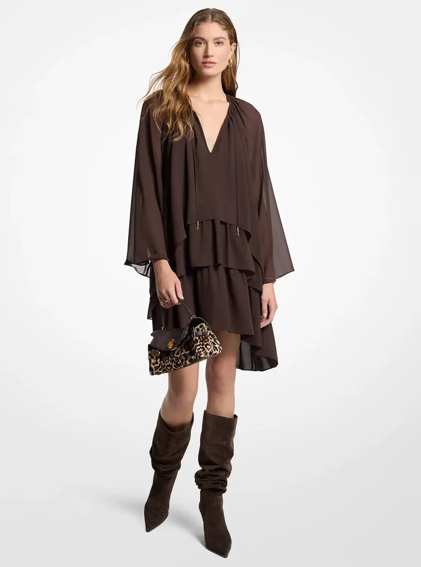 Ruffled Georgette High-Low Dress